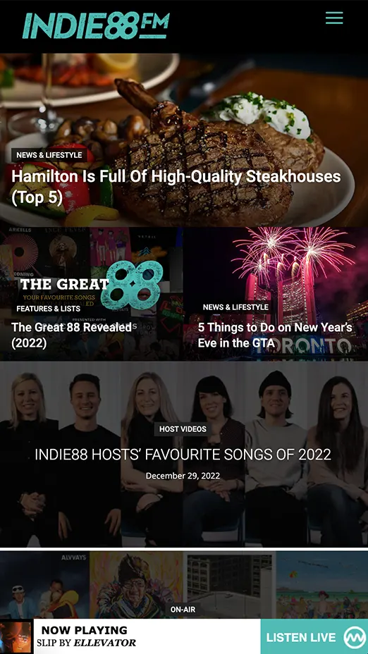 indie88 website design