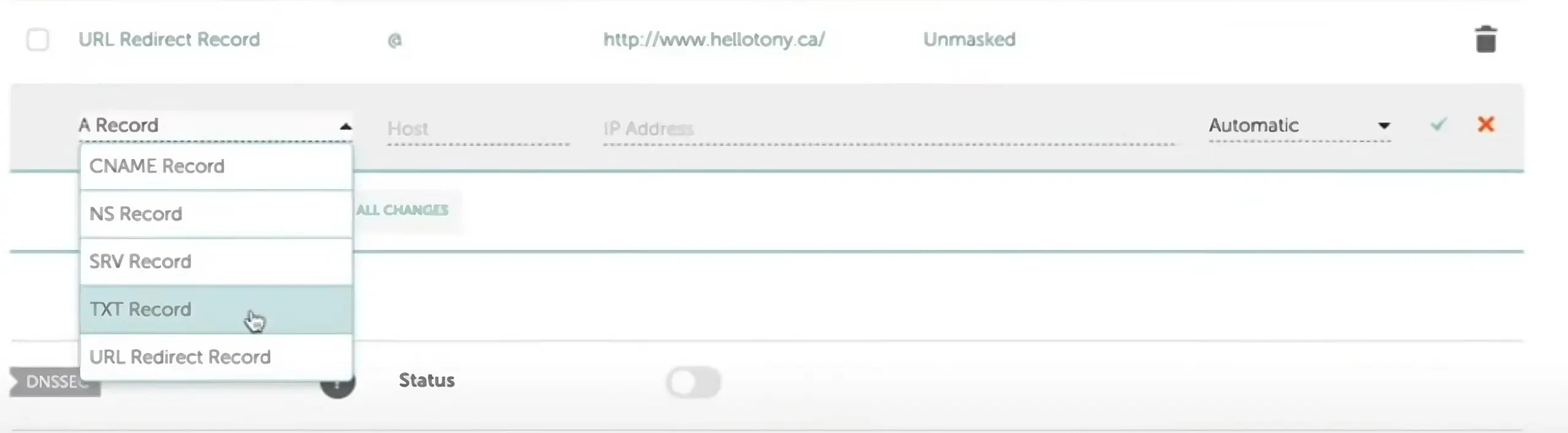 adding a txt record for search console