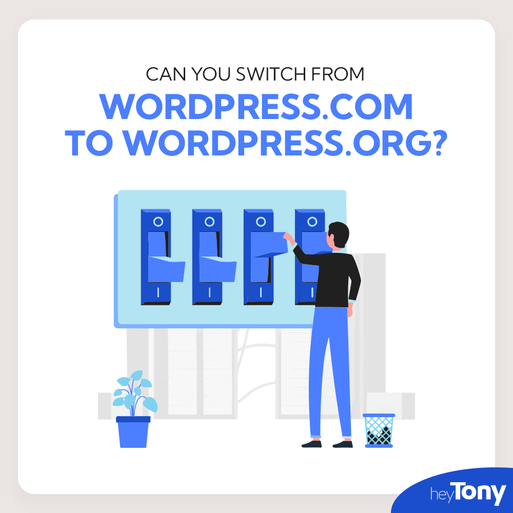 Vector character flipping a blue switch.