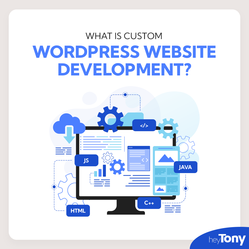 Vector image of a blue desktop computer hinting towards website development.